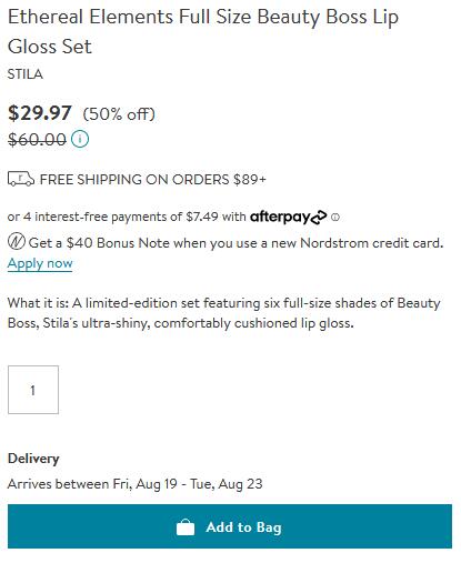 STILA Ethereal Elements唇釉套裝 海淘售價降至5折$29.97